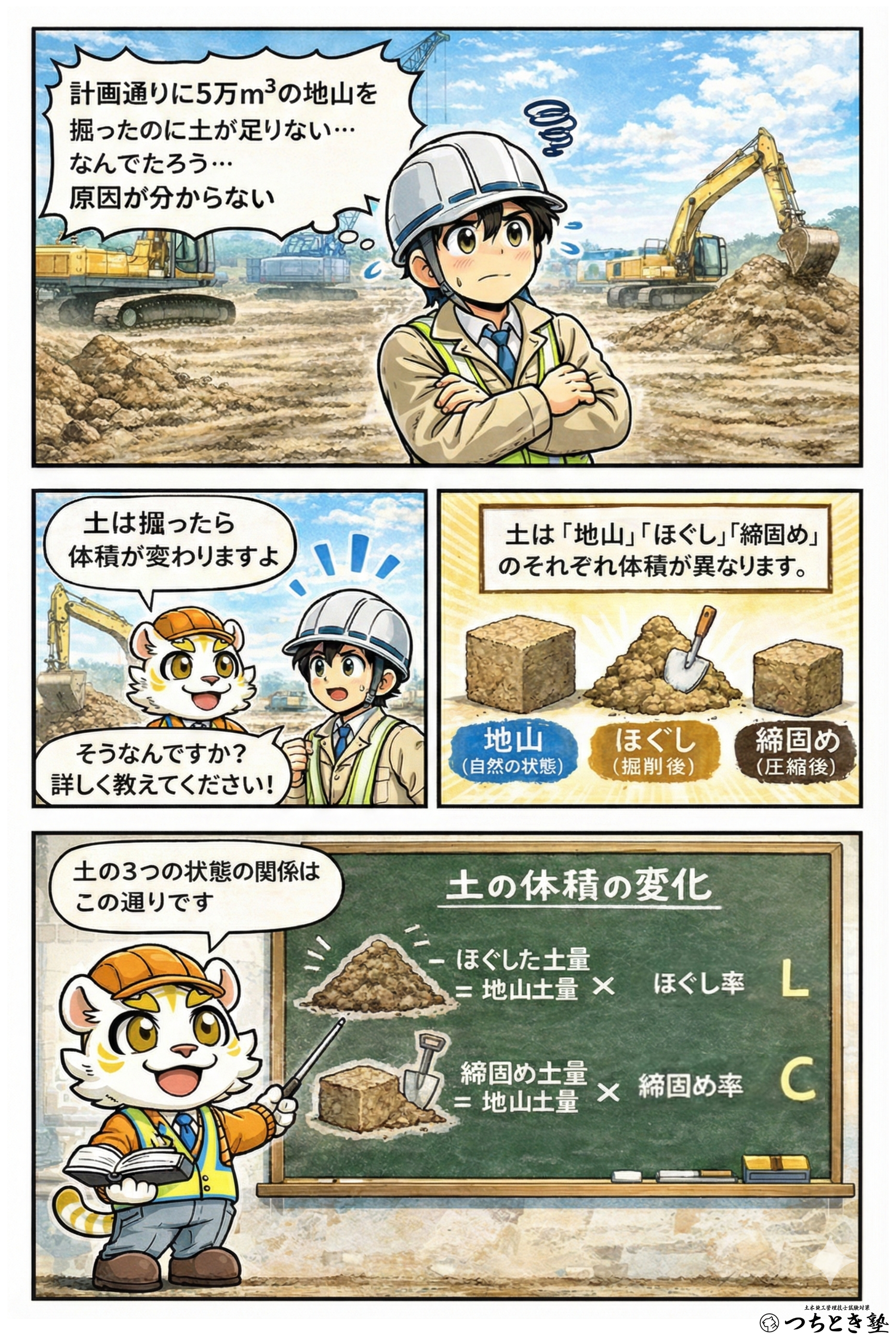 マンガでわかる】土量変化率や求め方をわかりやすく解説【自動計算 